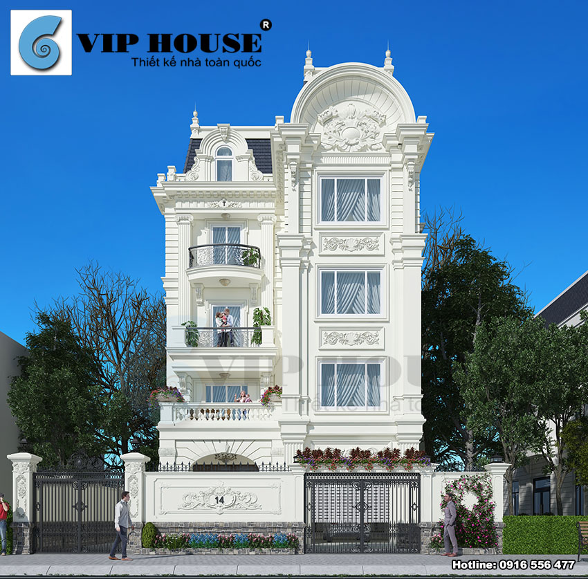 Mẫu thiết kế biệt thự tân cổ điển 4 tầng đẹp mê ly ở Nam Định